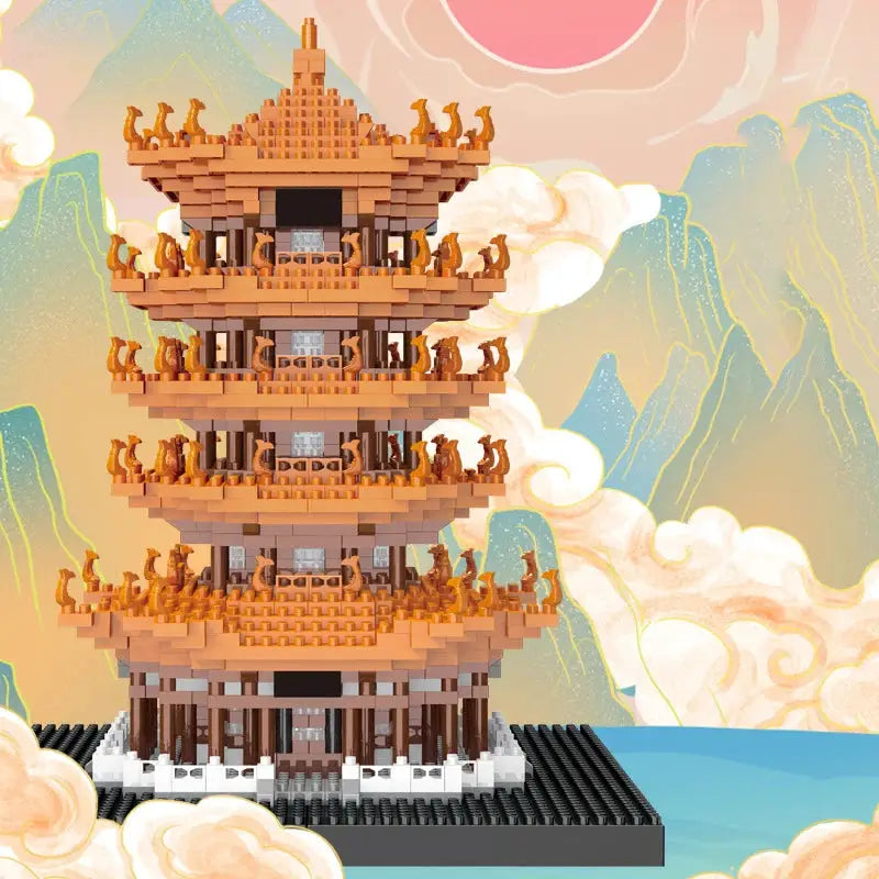 Yellow Crane Tower Building Blocks Set For Kids Educational Toy For Boys And Girls