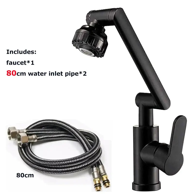Simples Market black basin faucet with swiveling arm; includes two 80cm water inlet hoses