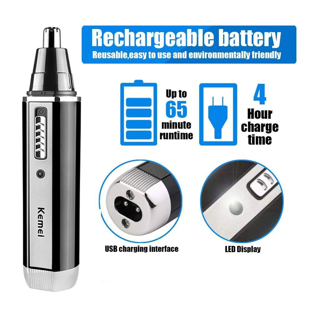 4 In 1 Rechargeable Nose Trimmer And Beard Trimmer For Men With Ear And Eyebrow Hair Removal Clean Machine