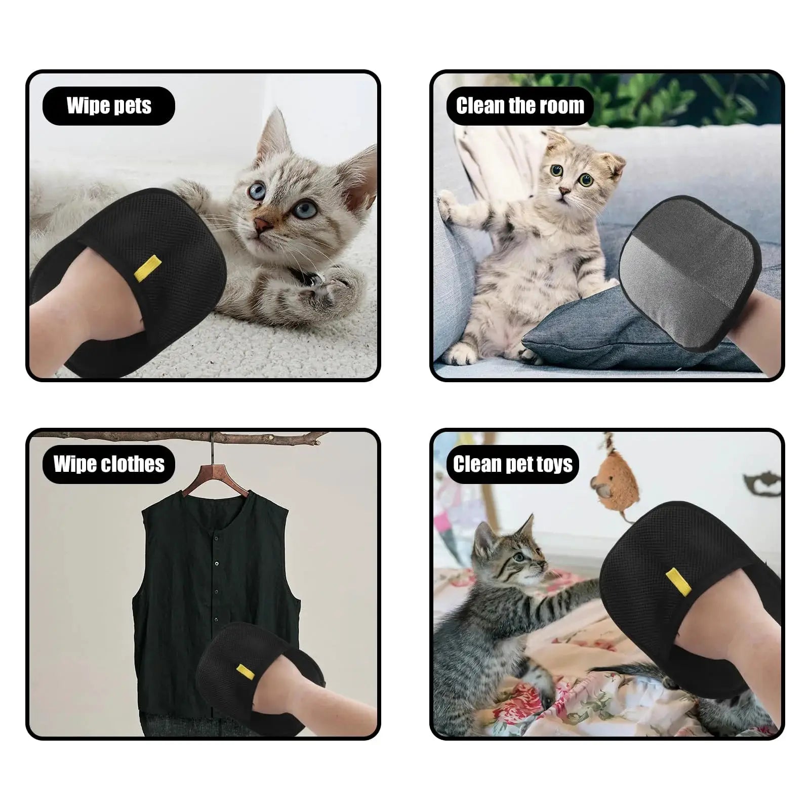 Reusable Static Pet Hair Removal Gloves For Pets Double Sided Grooming Gloves Removes Fur From Carpets Furniture Clothes
