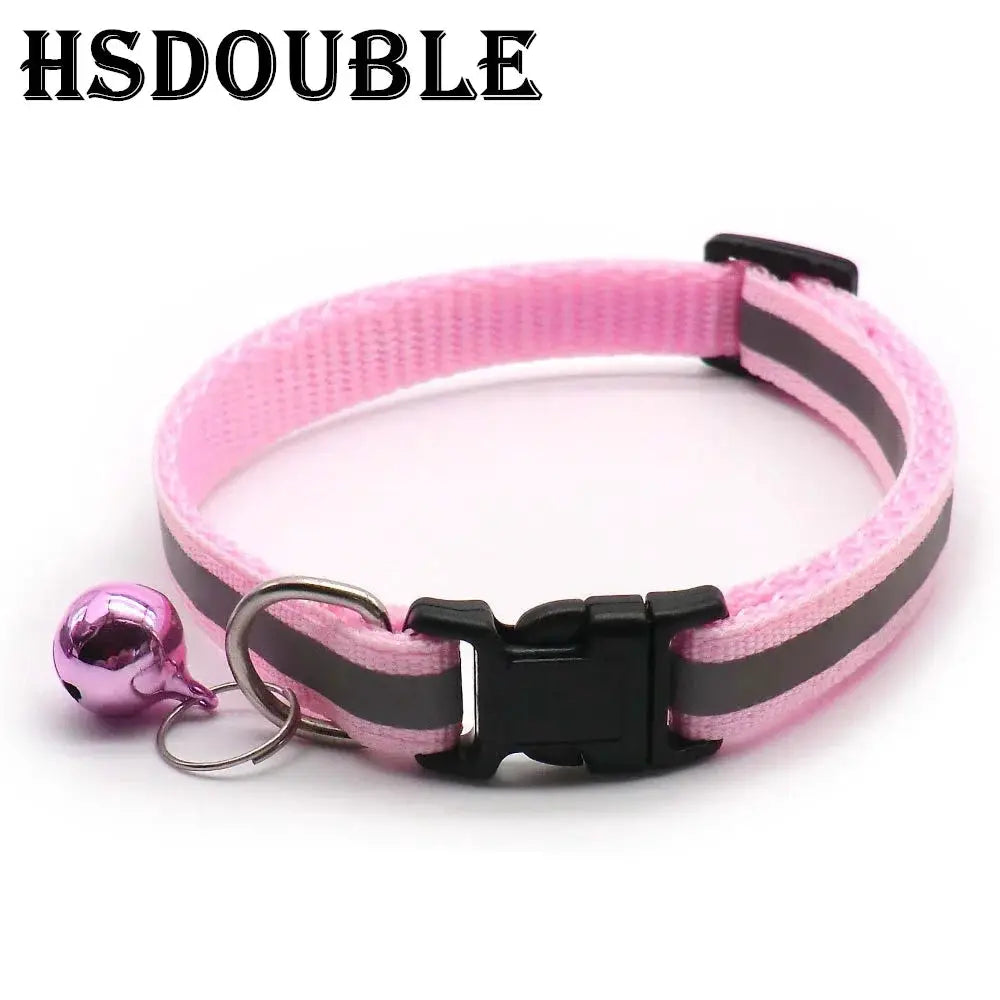 2 Pack Reflective Adjustable Cat And Small Dog Collars With Sash Bells In 12 Colors For Night Visibility