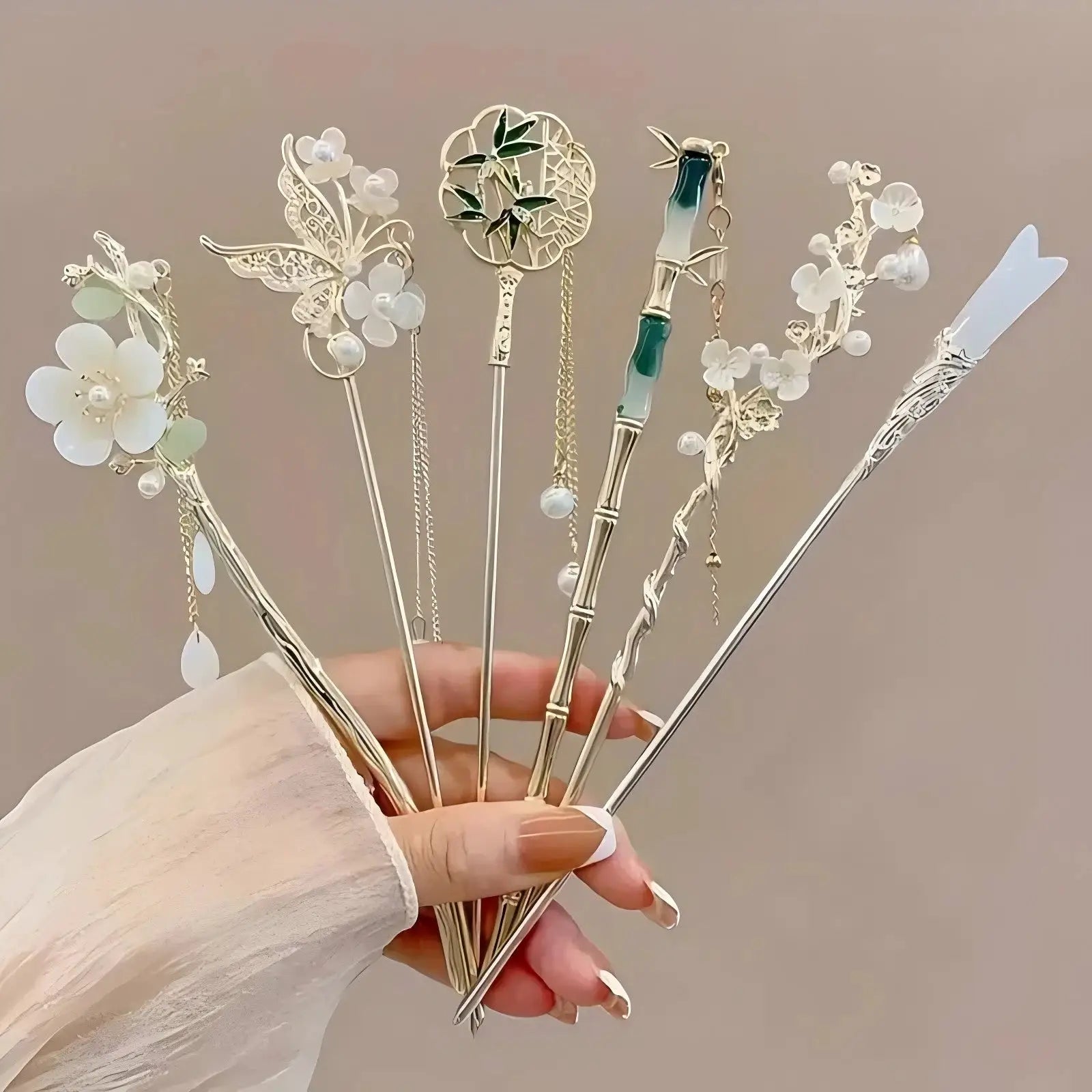 Elegant Chinese Style Tassel Hair Stick Durable Alloy With Traditional Floral Design Hairpin For Women