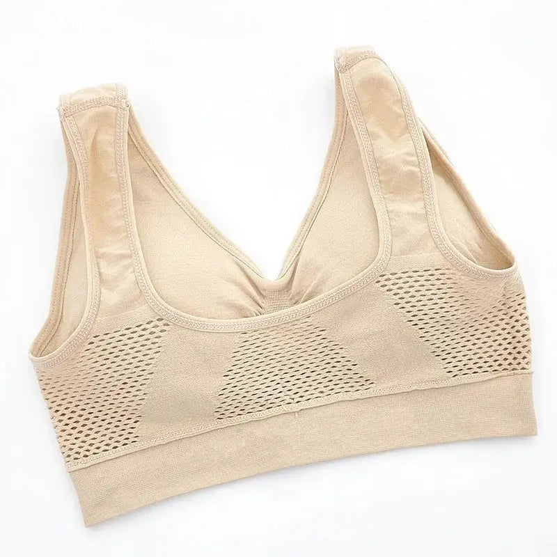 PulseWear Womens Breathable Sports Vest Bra with Sweat Absorbent Pad for Track and Field Gym Running Light Comfort