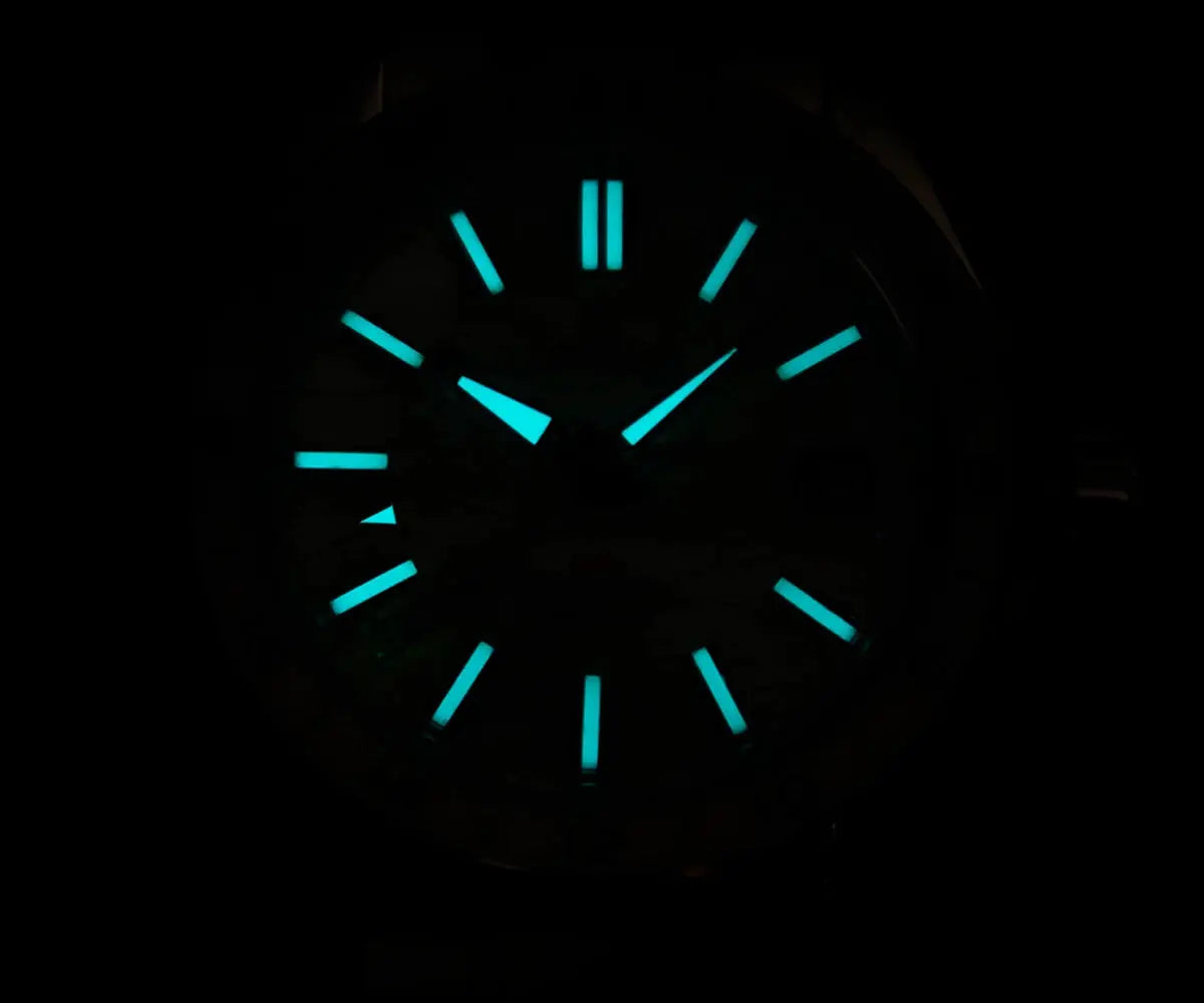 Cronos Men Watch 39mm automatic with white dial and teal luminous markers