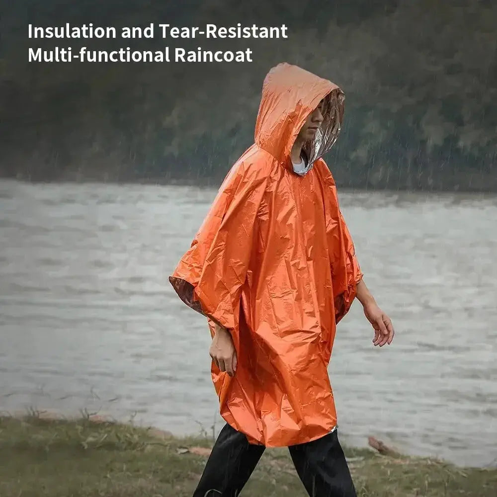 Emergency Raincoat Poncho For Camping Waterproof Rainwear Survival Blanket Insulation Gear