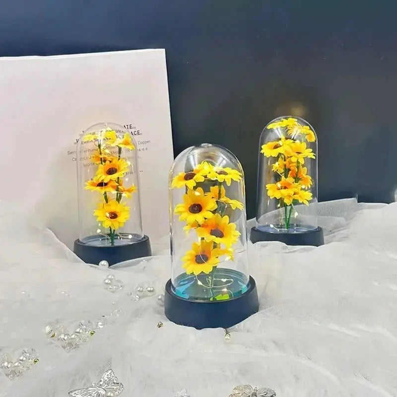 Small Sunflower Plastic Set Eternal Flower Gift For Graduation Mothers Day Valentines Day Birthday