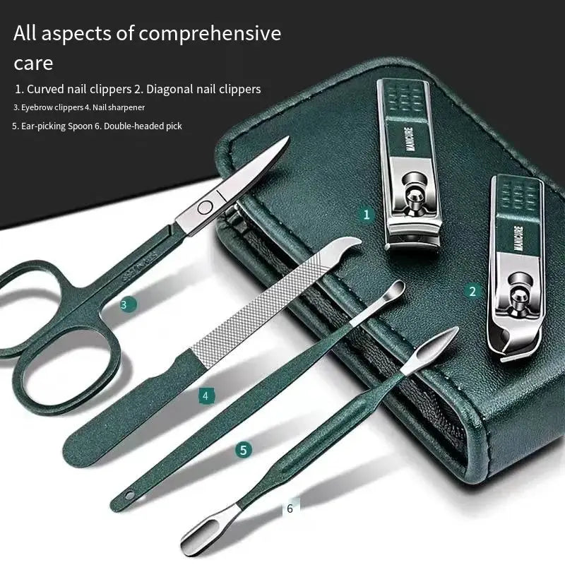 NailCraft 6 Piece Stainless Steel Nail Clipper Set With Bevel Edged Clippers For Manicure And Pedicure