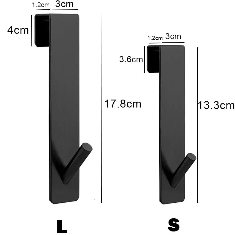 Simples Market stainless steel S-shaped shower door back hooks for over-glass doors, towel/robe hangers, 2 pcs (L & S)