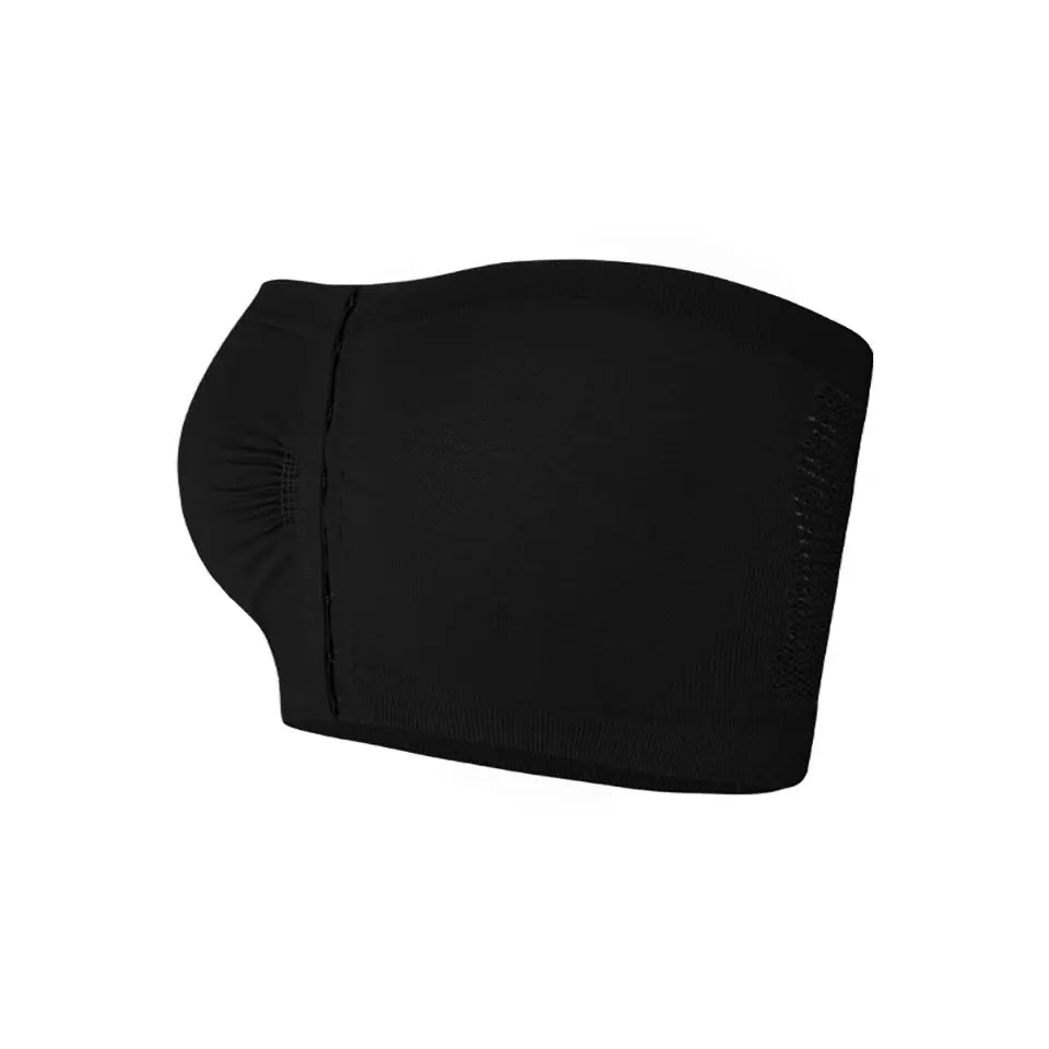 Simples Market plus-size strapless bandeau bra, black seamless wireless front-closure tube top