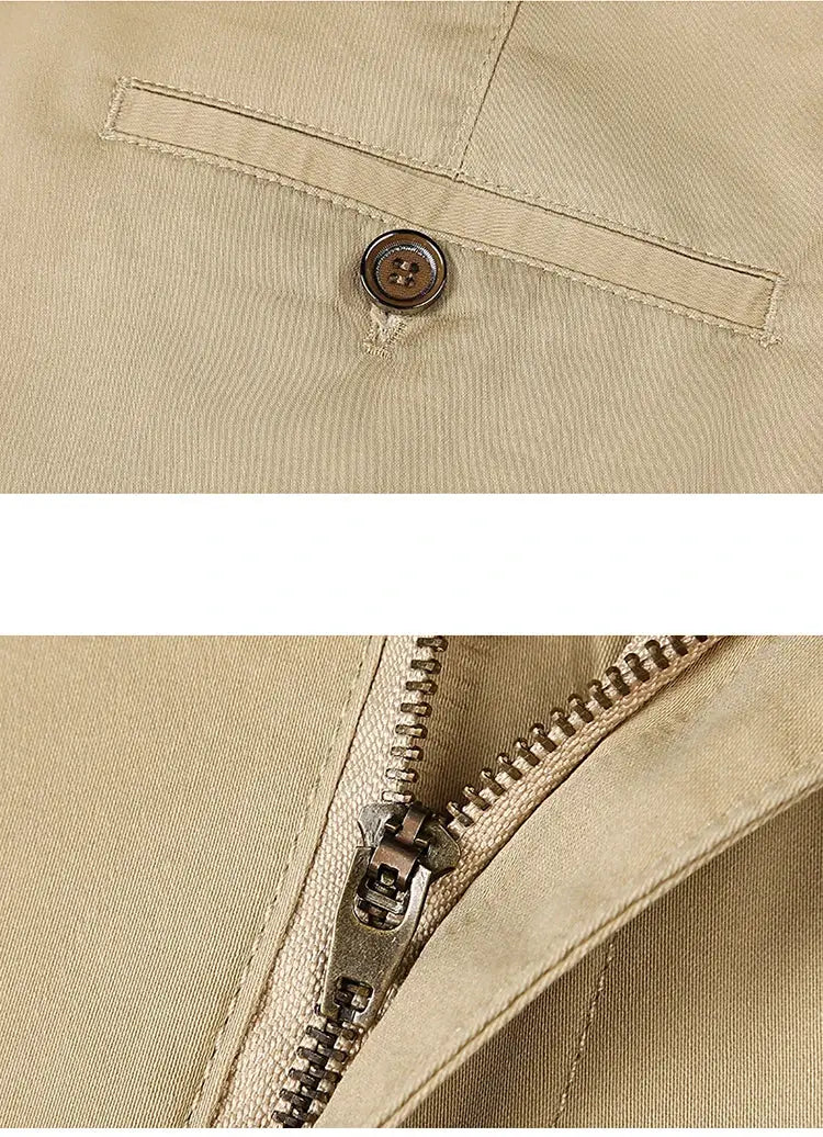 Simples Market men's khaki Spring/Summer thin business casual pants with back welt pocket and zipper fly