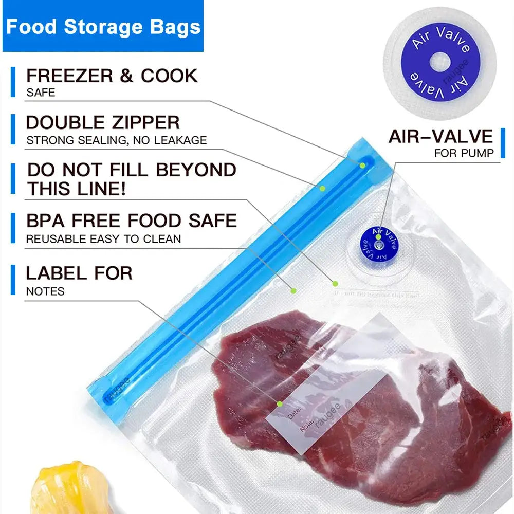 Reusable Food Vacuum Bags Set 10 Pieces Small And Large Sizes Vacuum Sealed Food Storage Bags For Freshness Preservation