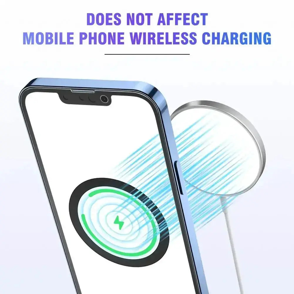 MagSafe magnetic plate ring by Simples Market; silver metal sticker for wireless charging and car holder