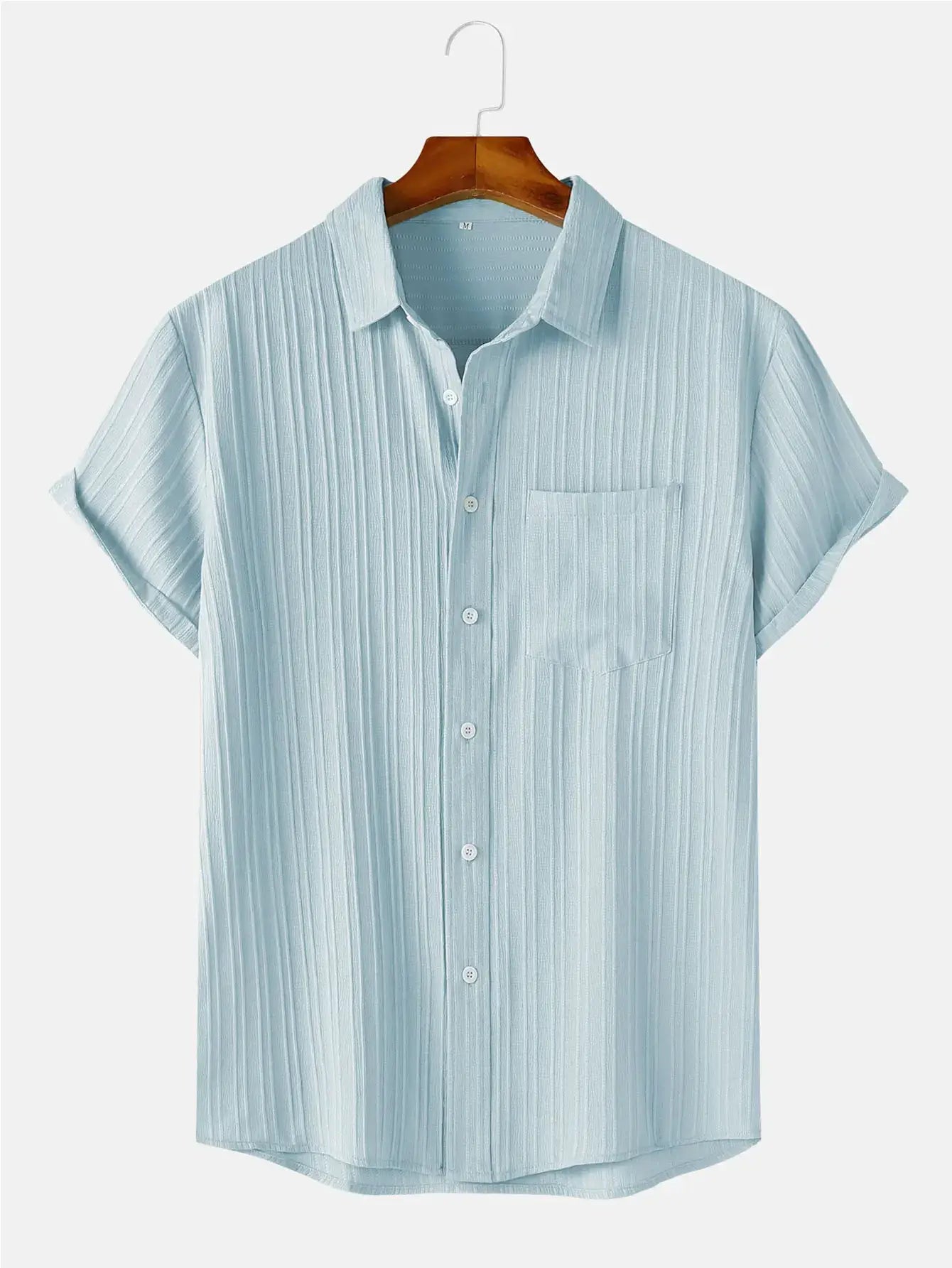 Men's short-sleeve shirt by Simples Market, light-blue solid color