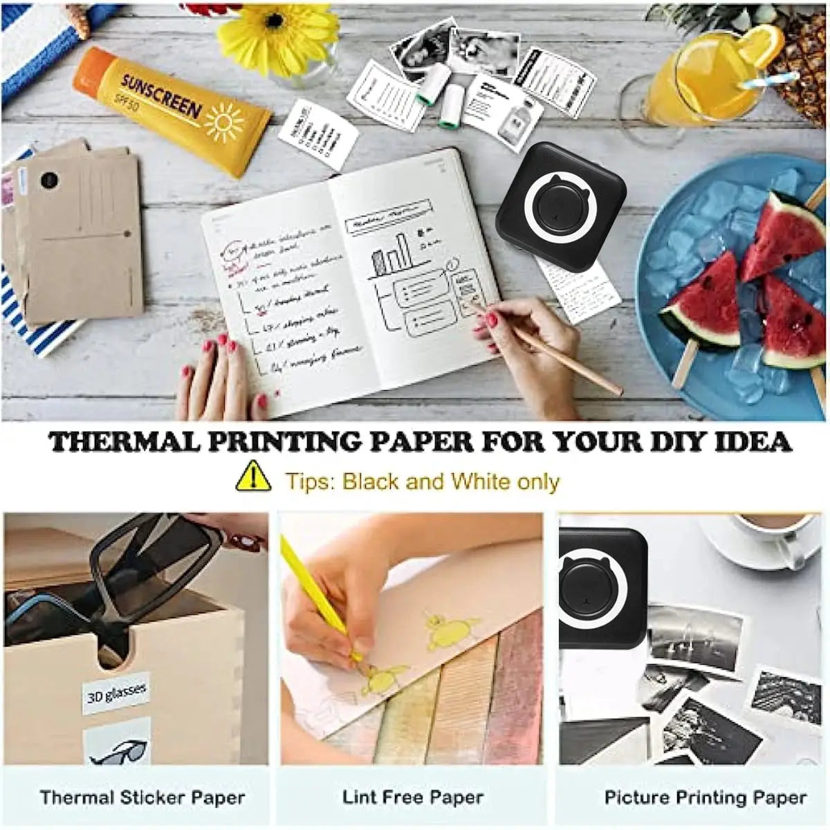 MINI Print 58mm Wireless Bluetooth Thermal Printer For Android IOS