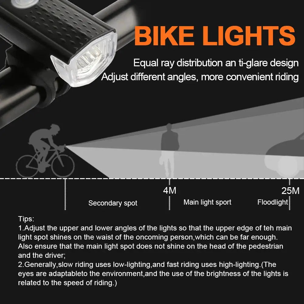 Cycle Zone USB Rechargeable Bike Front Light And Taillight With Red LED 3 Modes Easy Install
