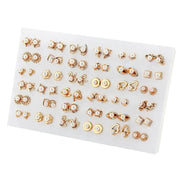 Wholesale 36 Pairs Mixed Styles Rhinestone Sunflower Geometric Animal Plastic Stud Earrings Set For Women Jewelry - Simples Market