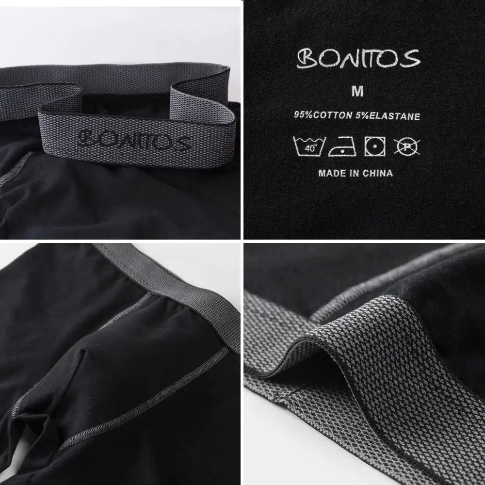 Men's underwear Bonitos black cotton 5pc set with gray elastic waistband