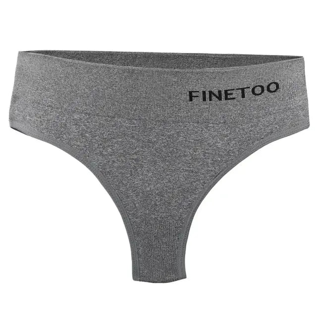 Thong underwear gray heather seamless high-waist by Finetoo for women
