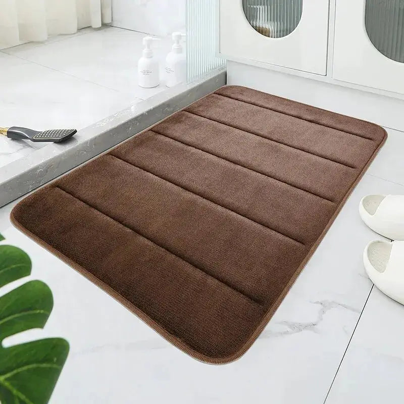 Bathroom coral velvet anti-skid mat, brown, soft plush with quick water absorption