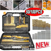 Titanium Coated Drill Bits HSS High Speed Steel Set 100 Piece or 50 Piece Sizes 1mm 1.5mm 2mm 2.5mm 3mm