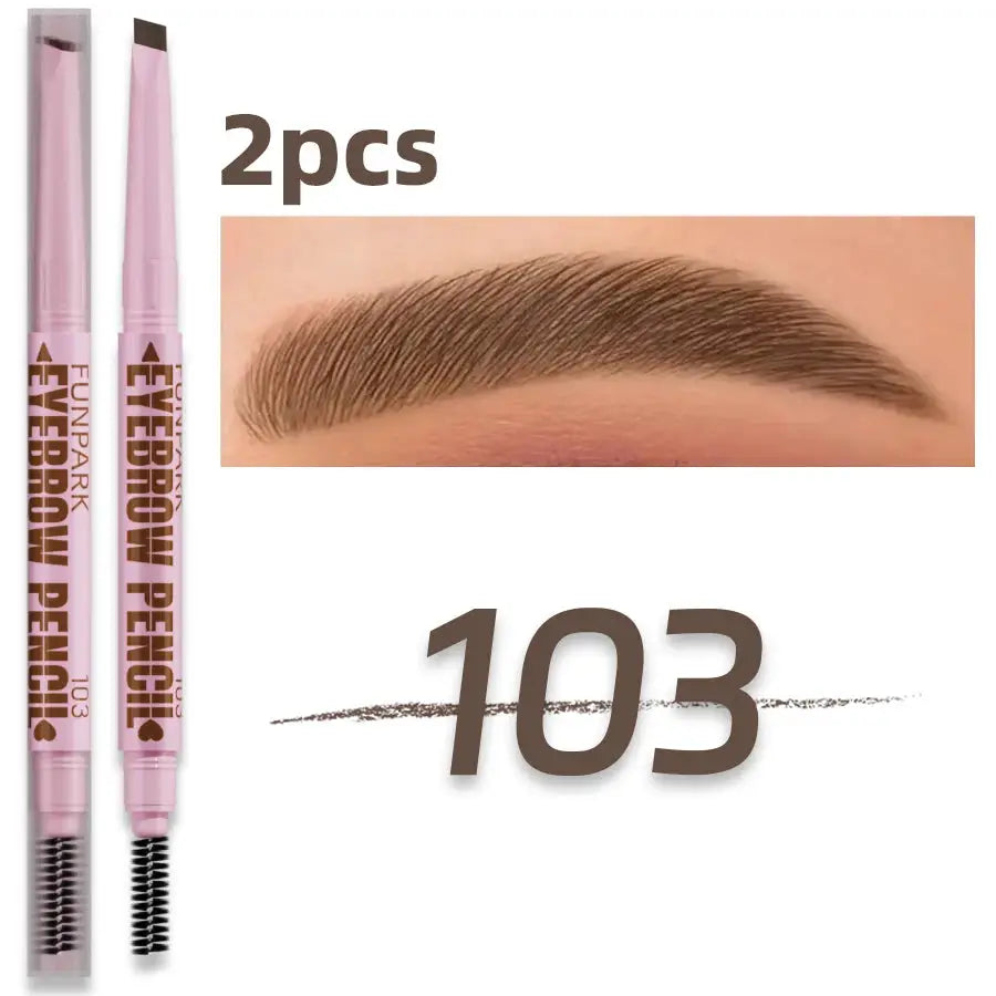 Glamourix 2 In 1 Eyebrow Pencil And Brush Waterproof Long Lasting Five Colors For Natural Definition