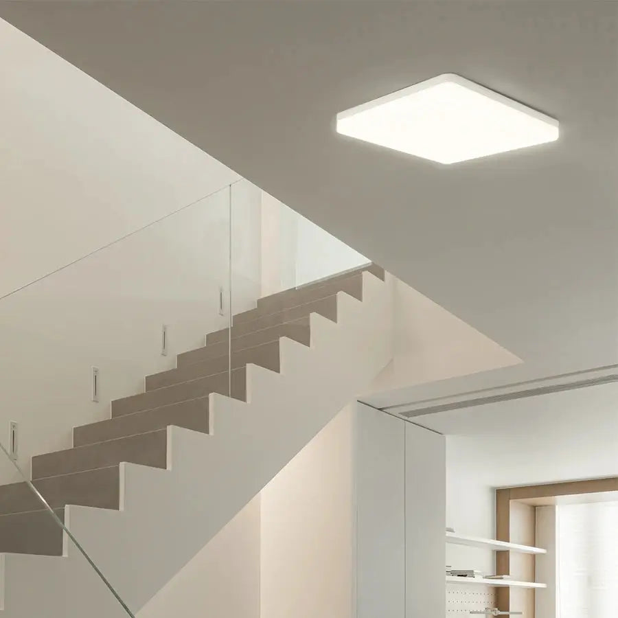 MARPOU square LED ceiling lamp by Simples Market; white square ceiling light for bedroom