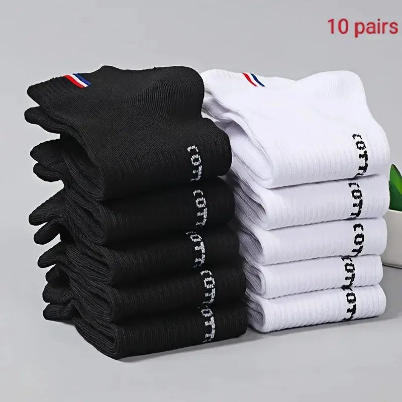 Men's Simple Solid Liner Anklet Socks Pack Of 5 Or 10 Pairs Breathable Soft Sweat Absorbent For Outdoor Wear