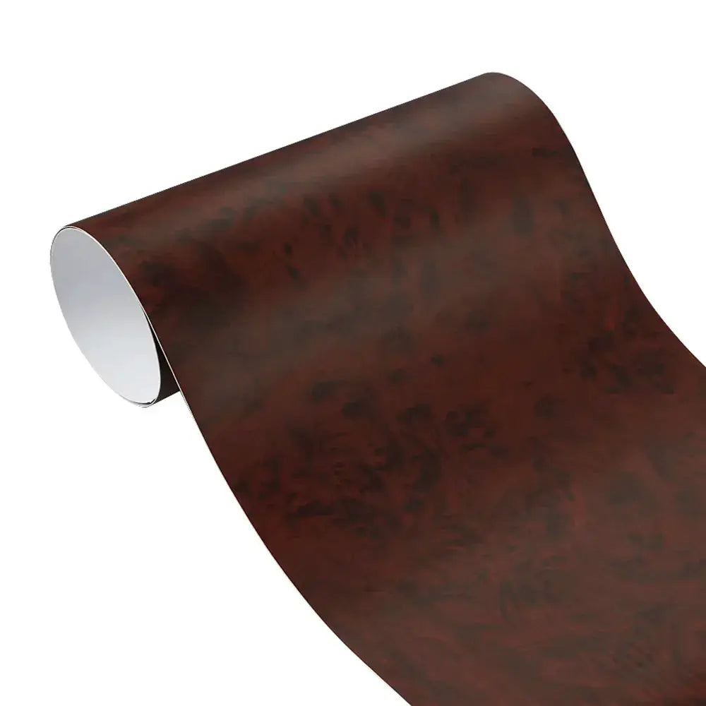 Wood grain vinyl wrap roll, brown textured PVC self-adhesive film for cars and furniture