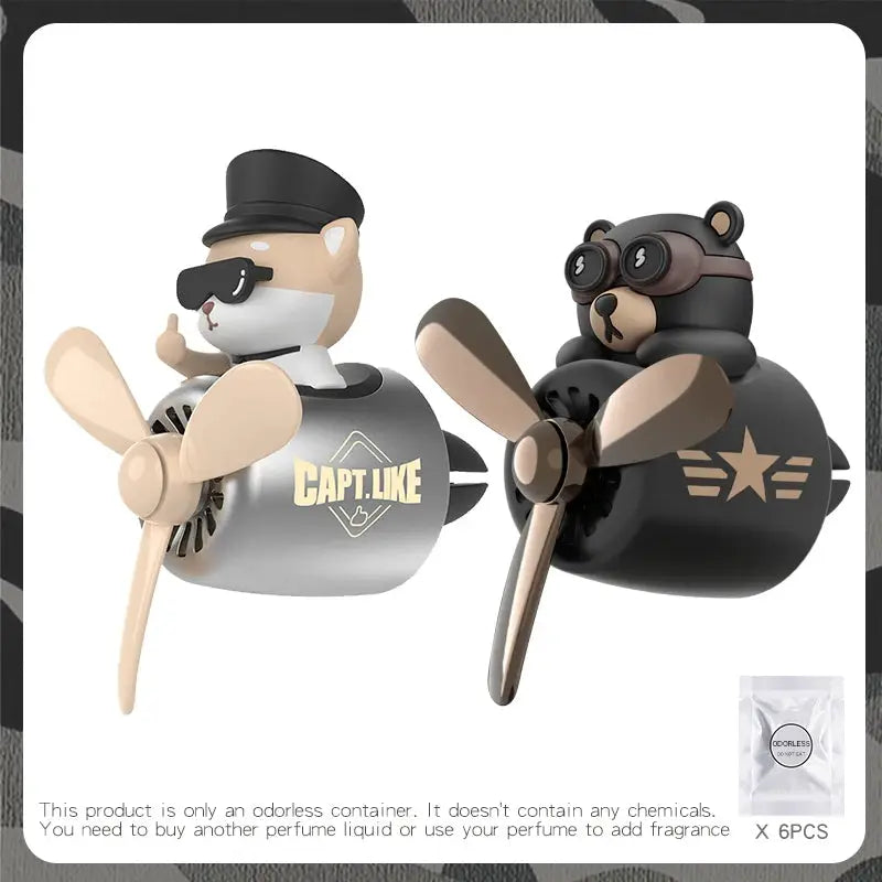 Odorless DIY Perfume Ornament Airplane Pilot Bear Car Air Freshener Vent Clip Fragrant Diffuser Decoration For Men