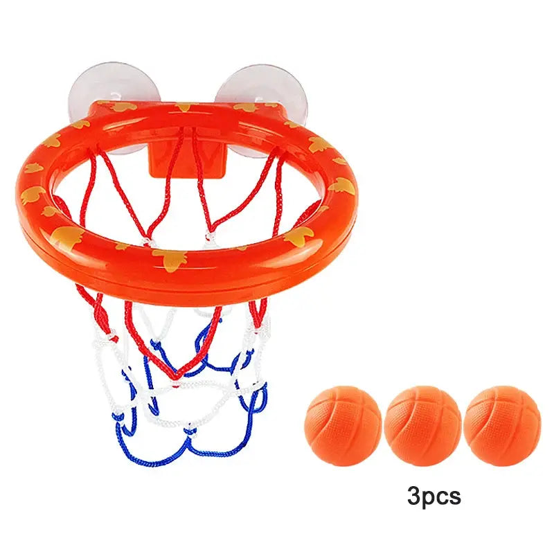 Baby Bath Time Toy Mini Shooting Basket Frame Set With 3 Balls For Kids Bathtub Water Game