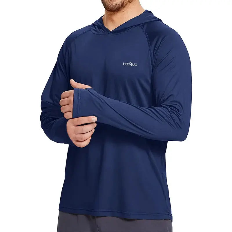Men's UPF50 Plus Performance T Shirt Hoodie Long Sleeve Sun Protection Quick Dry for Running Fishing Casual Wear