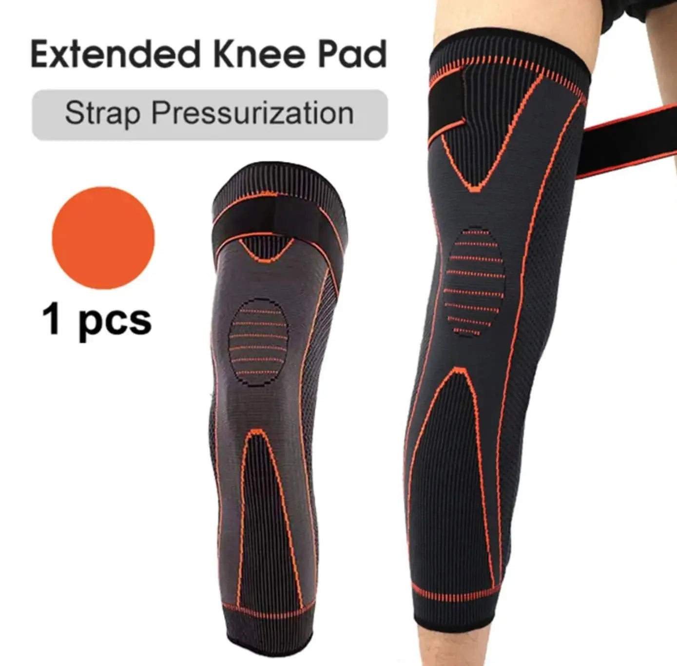 Non Slip Knee Pads With Elastic Long Leg Sleeve Bandage Pressurized Support For Running Sports Warm Leg Protection