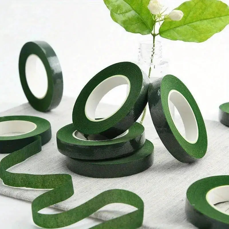 Floriculture tape rolls by Simples Market, green self-adhesive paper bouquet stem tape, 20 m