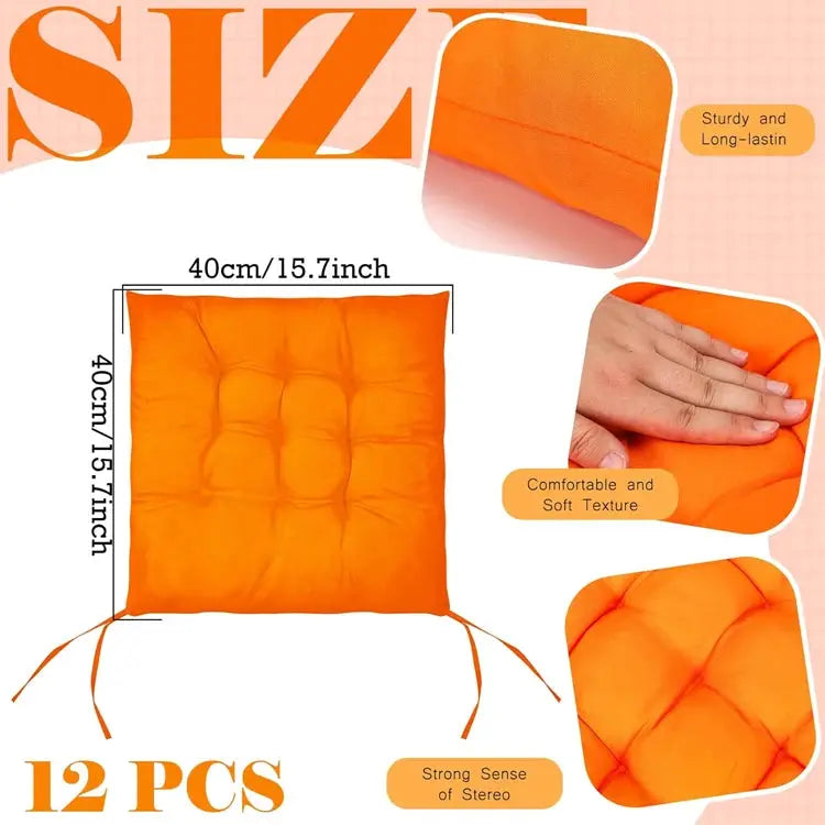 LMETJMA chair pads by Simples Market, orange square cushions with ties, 40x40 cm, 12-pack