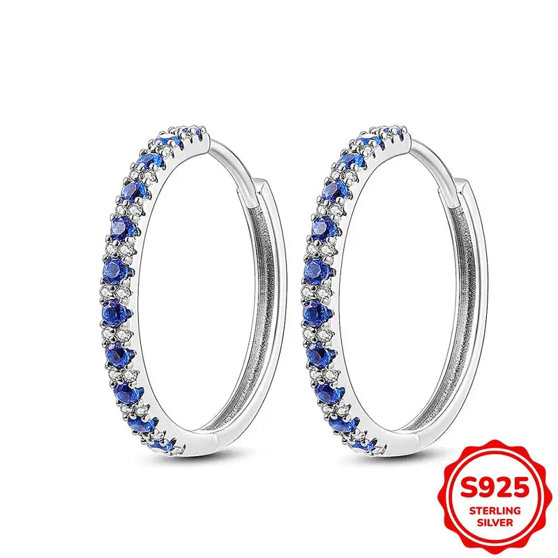 925 Sterling Silver Blue Zircon Butterfly Hoop Earrings for Women Fine Jewelry Gift