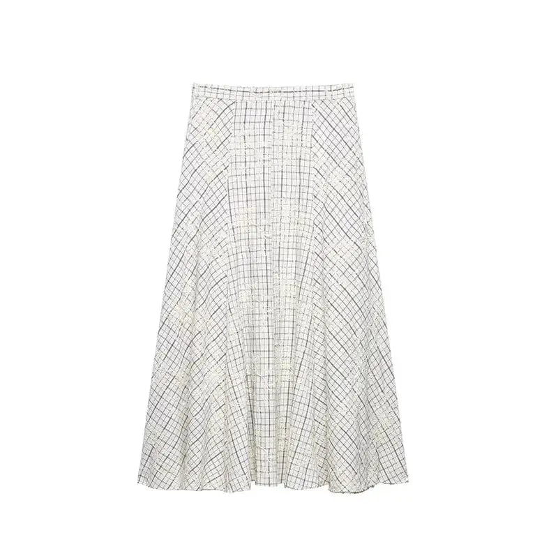 TFAFXY 2026 Summer Bow Plaid Embroidered Blouse And Midi Skirt Set Y2K