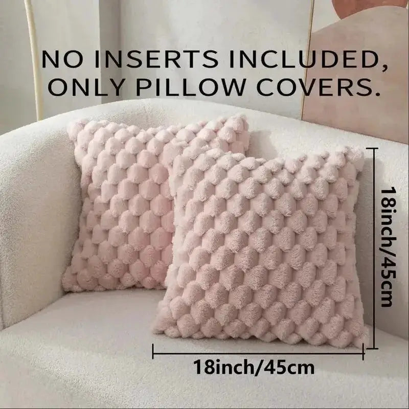 Pillow covers, 2 cream pink pineapple-grid turtle pattern 3D plush