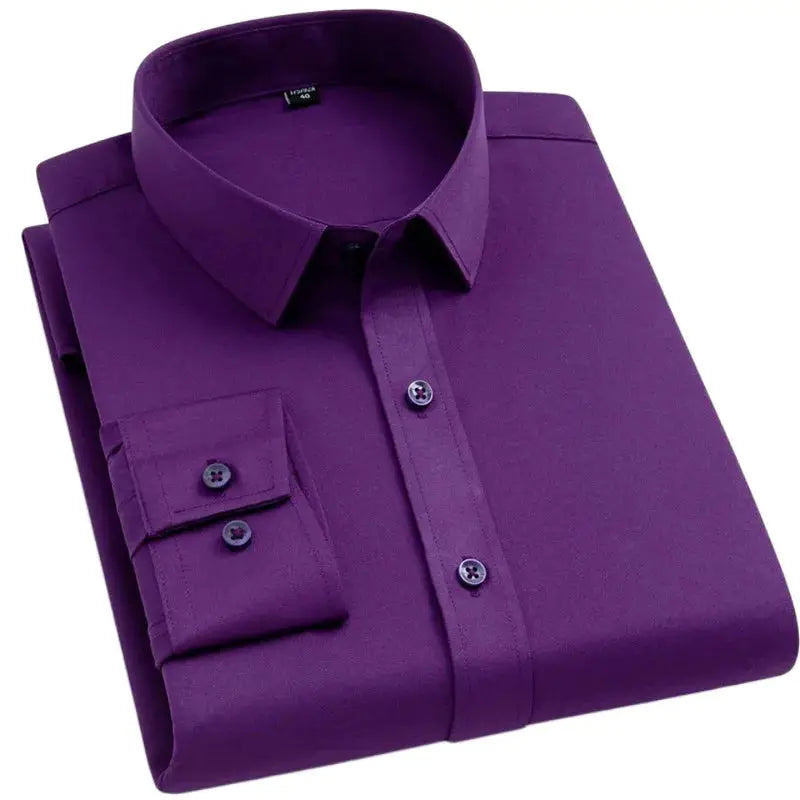 BAMBOOPLE non-iron purple dress shirt, slim fit, long-sleeve, no pocket Simples Market