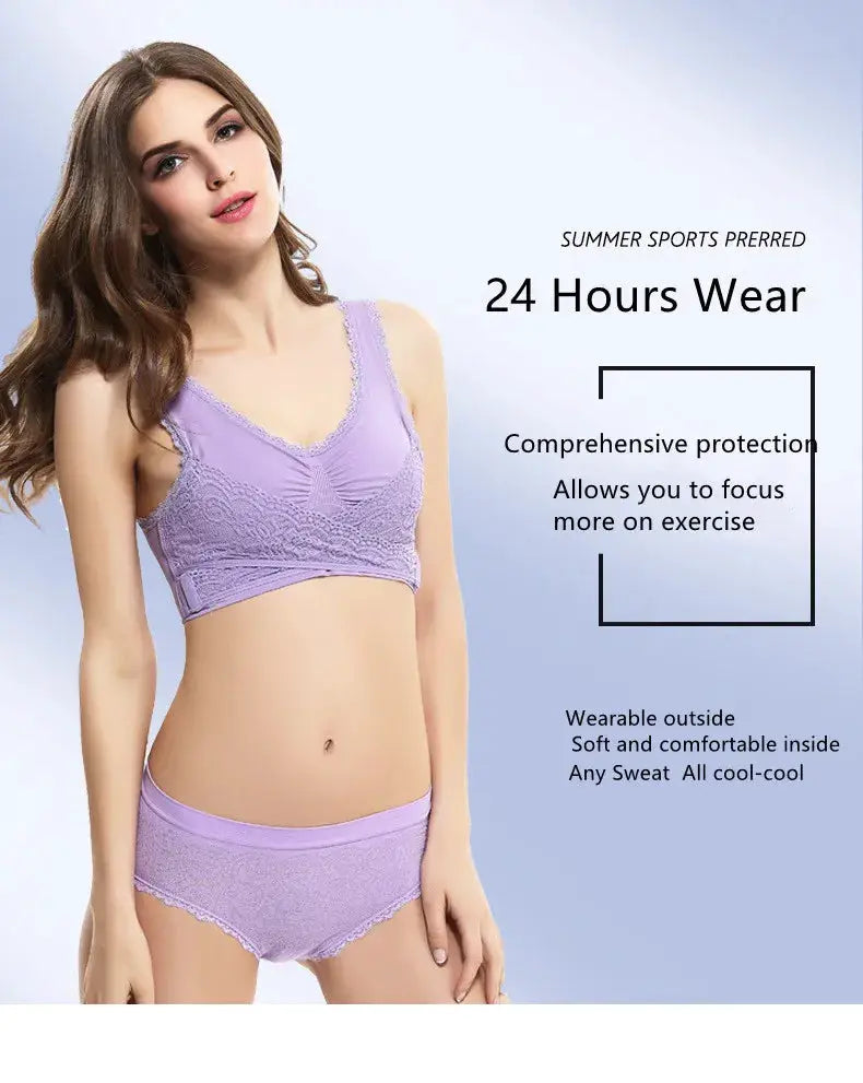 Simples Market lavender lace bralette and matching panties set