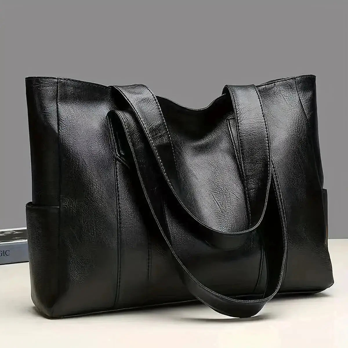 EcoVibe Vintage Large Capacity Tote Bag Premium Vegan PU Leather For Daily Commute And Weekend Trips