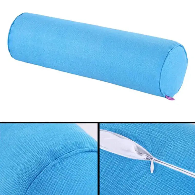 Simples Market blue cotton-linen cylindrical pillow case with zipper for neck bolster