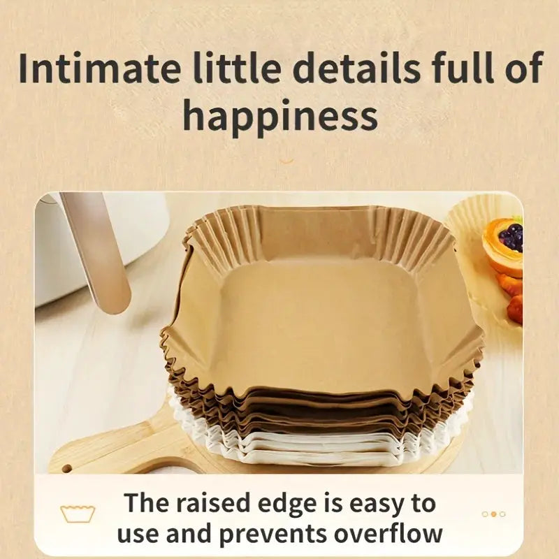Air Fryer Paper Liners Disposable Parchment Paper Oil Proof Waterproof Nonstick Round, Square And Rectangle
