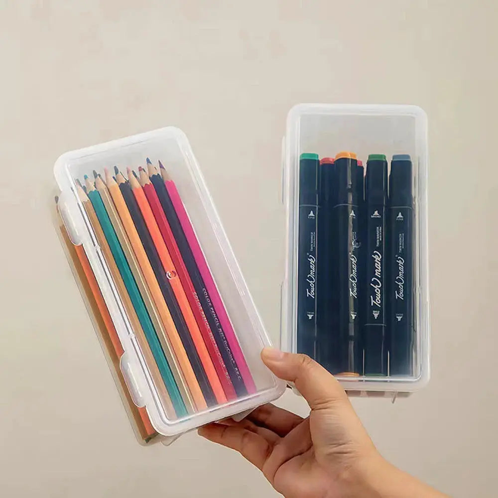 Translucent Pencil Case With Large Capacity Lightweight Storage For School Supplies Organizer Box