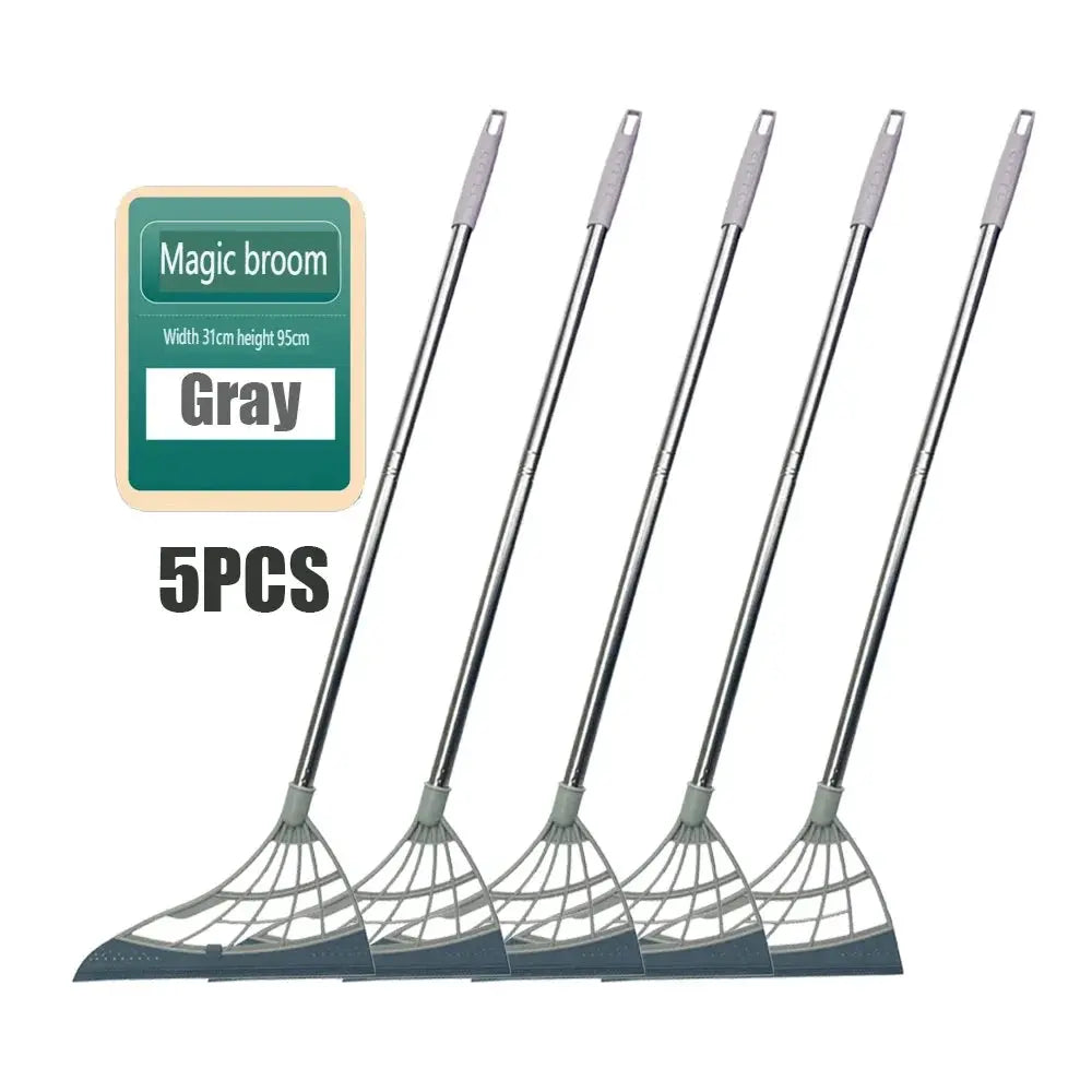 5-piece gray silicone window cleaning squeegee set with long stainless handles Simples Market