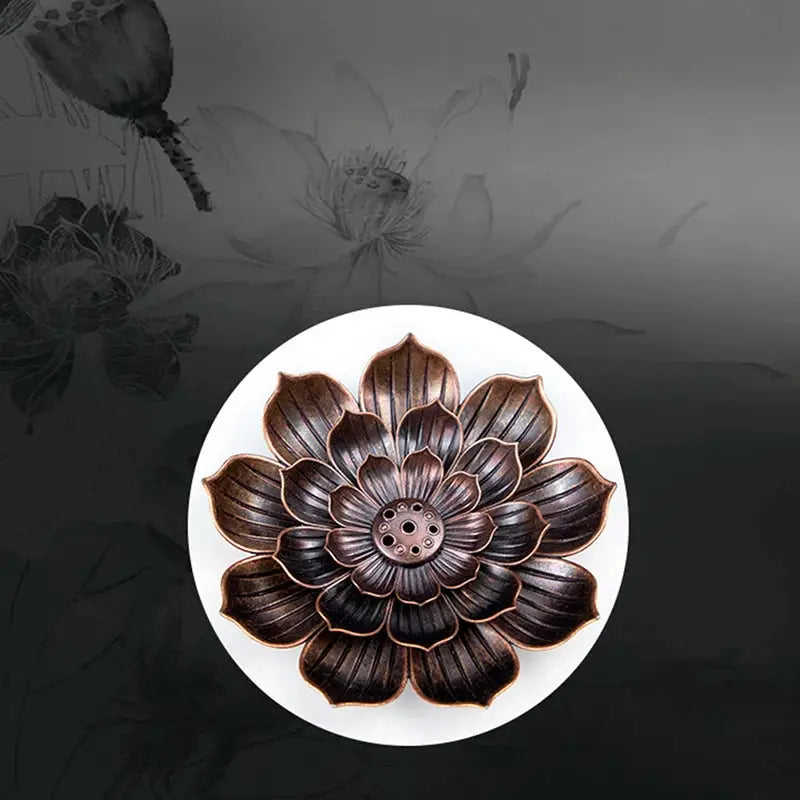 Alloy Incense Burner Stick Holder Plate Lotus Censer Bronze Nasturtium For Buddhism Zen Decor