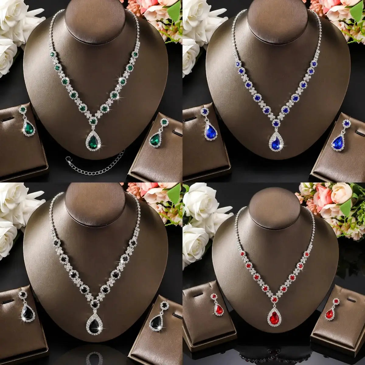 Water Droplet Necklace And Earrings Set Elegant Two Piece Jewelry Gift For Girlfriend And Best Friend Birthday Surprise