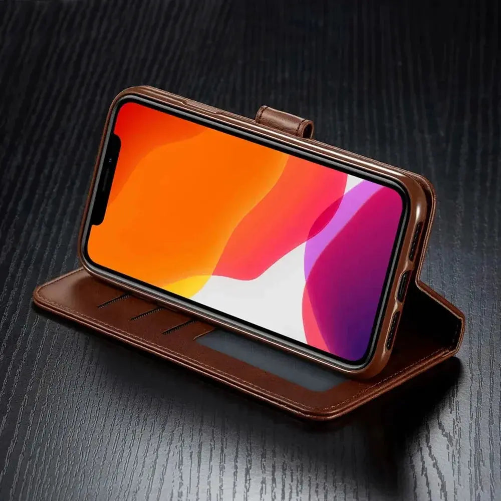 LuxWallet Leather Wallet Case For IPhone All Models With Card Slot Flip Cover And TPU Inner Protection