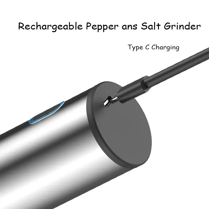 ChefSmart Electric Salt and Pepper Grinder Rechargeable Pepper Mill with Adjustable Coarseness