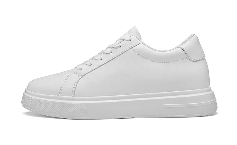Men's elevator sneakers, white leather height-increasing with 6-10cm insole by Simples Market