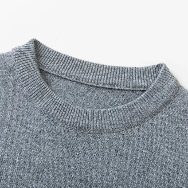 Men's crewneck knit pullover sweater in gray by Simples Market